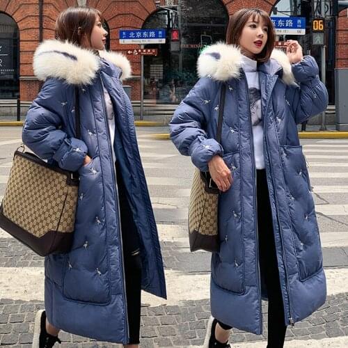 High Quality Cotton Coats Winter Jacket Women Cotton Padded Outwear Female X-long Coat Hooded With Fur Loose Parka Jackets Coats