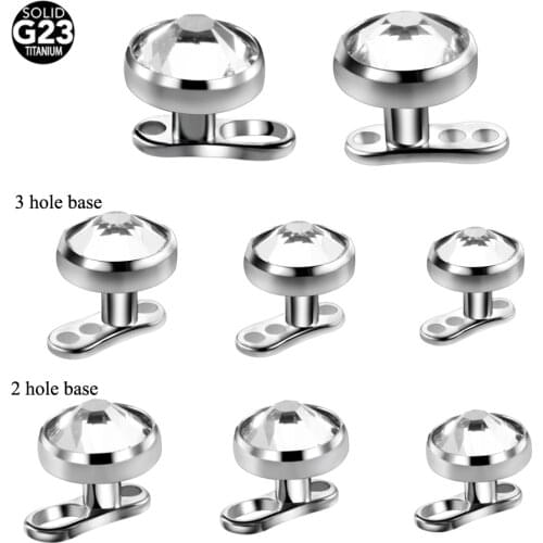 10pcs/lot G23 Titanium Piercing Micro Dermal Anchor Base & Tops Skinner Diver Crystal Gem Head Implants Body Piercing Jewelry