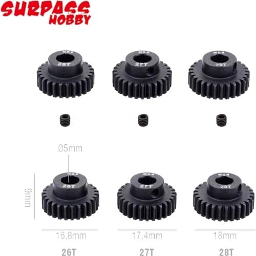 3pcs/lot SURPASSHOBBY M0.6 5.0mm 17T-19T/20T-22T/23T-25T/25T-27T Steel Pinion Motor Gear Set for RC 1/8 Car