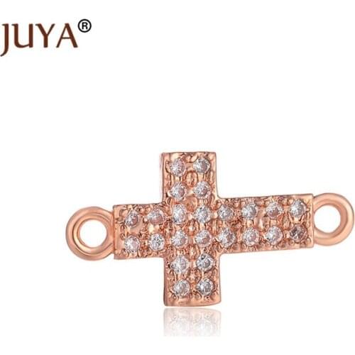 5pcs 14mm*8mm small size micro pave CZ rhinestone cross charm connectors for jewelry making diy bracelet necklace accessories