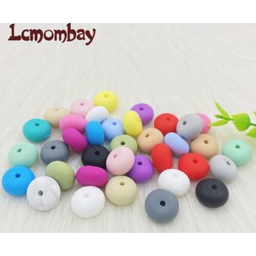 500pc 14*8mm Silicone Lentil Beads Food Grade Silicone Pearl Teether Beads DIY Teething Nursing Necklace Abacus Chewable Beads