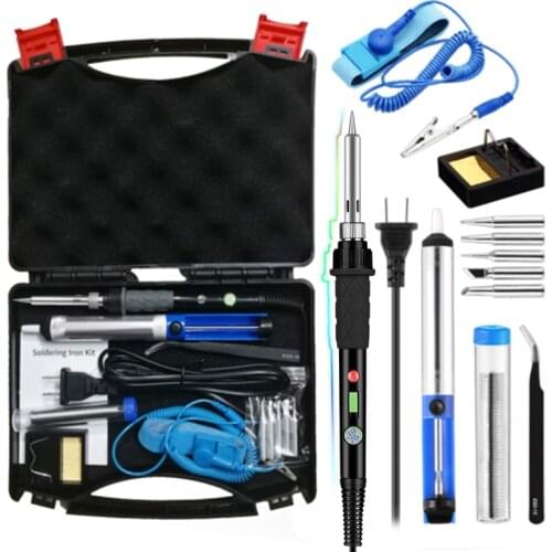 60W 110V 220V Electric temperature adjustable soldering iron kit soldering iron with iron tips holder for welding tools