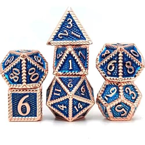 7 Pcs/Set Metal Dice Multi-faceted Various Shapes Sculpture Digital Dice with Box for Club/Party/Family Game Accessories N0PC