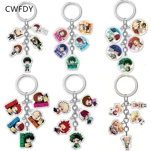 6 Styles Anime My Hero Academia Keychain Cartoon Figure Boku No Hero Academia Double Sided Transparent Acrylic Key Chain Gifts