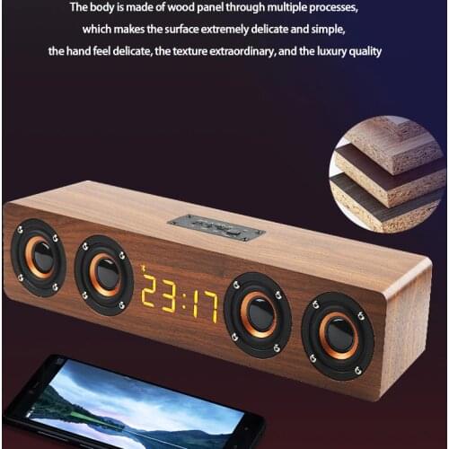 20W Wooden Portable Bass Column Home Theater Stereo Surround Bluetooth Speaker Multi-Function Subwoofer Soundbar Support TF FM