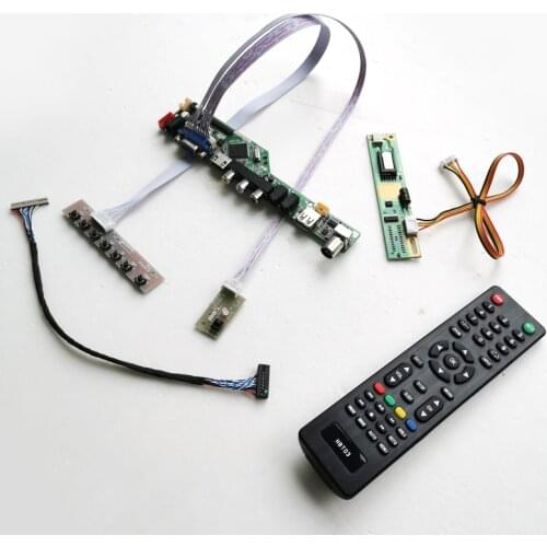 For LT133X2-124 LT133X6-122 USB VGA AV RF LVDS 20Pin 1CCFL LCD panel keyboard+Inverter+Remote TV56 controller board DIY kit