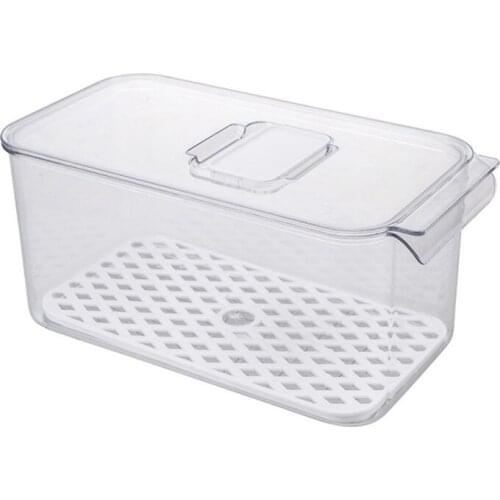 Double-Layer Drain Storage Box Food Storage Bins Fridge Freezer Kitchen Countertops Cabinets Clear Plastic Food Storage Rack