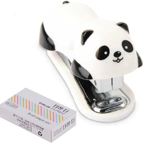 Ellen Brook 1 Set of Fashionable Stapler For Panda Stapler With 10 Mm Steel Clips Office Supplies School Uniform Supplies