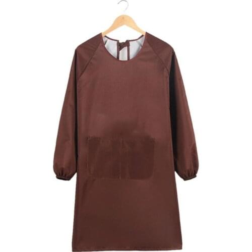 Long Sleeve Cooking Apron Waterproof Kitchen Dining Apron Dress Gown With Pockets Household Cleaning Tools Unisex K0AB