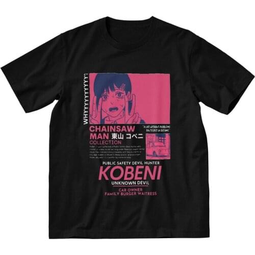 Chainsaw Man T Shirt Mens 100% Cotton T-shirts Harajuku Tshirt Short Sleeve Harajuku Anime Manga Kobeni Higashiyama Tee Top