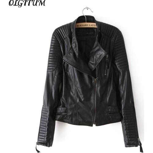 Hot Sale 2019 Spring Autumn New Fashion Women PU Leather Jacket Lady Bomber Jacket Motorcycle Cool Outerwear Coat Sliver Gold