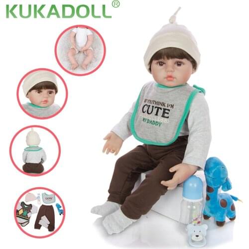KUKADOLL 24 Inch Reborn Babies Doll Cloth Body Baby Rebron Realistic Dolls For Girls Toys Kids Birthday Xmas Gifts Boy Playmate
