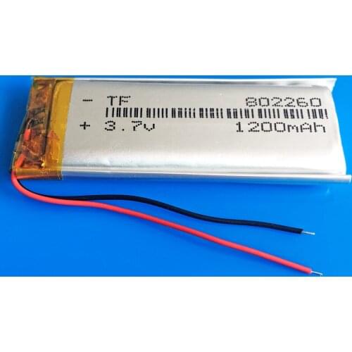 3.7V 1200mAh lipo polymer lithium Rechargeable battery 802260 for MP3 GPS navigator DVD Recorder headset e-book camera