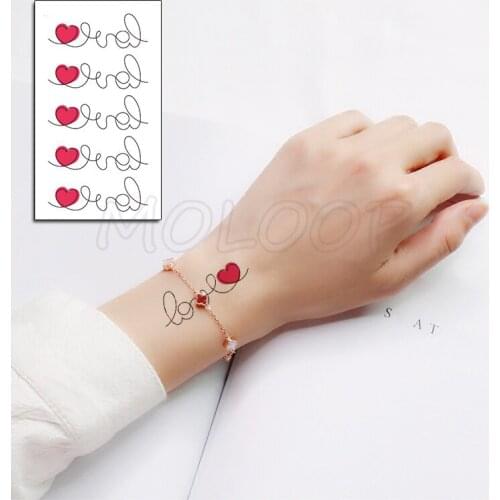 Love Heart Stickers simple Line Drawing Tattoo Body Art Makeup Waterproof Temporary Women and Men Fake Tatoo