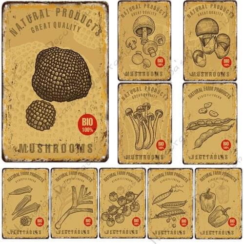 Fresh Vegetable Metal Tin Sign Vintage Poster Farm Metal Plaque Industrial Decoration Club Pub Bar Home Farm Wall Metal Signs