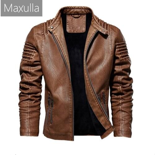 Maxulla Winter Mens PU Leather Jackets Casual Men Warm Motorcycle Leather Coats Man Slim Fit Biker Leather Jackets Clothing 5XL