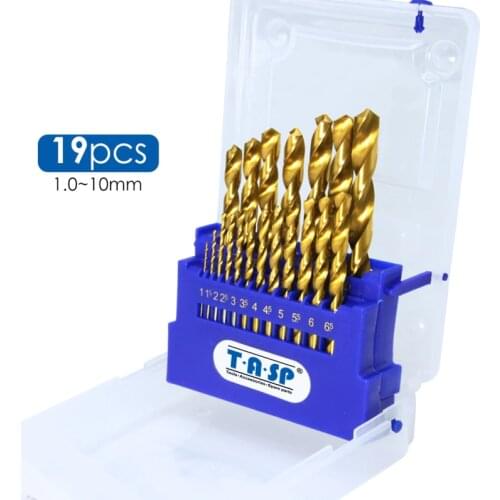 19pcs HSS Drill Bit High Speed Steel Titanium Coated Twist Drill Set for Metal Round Shank 1.5 - 10mm - Home Owner