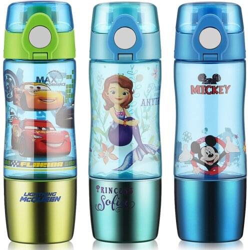 Disney new Cartoon princess Sophia Straight drinking cup kids Mickey Minnie cars school Multifunction water bottles kids gift