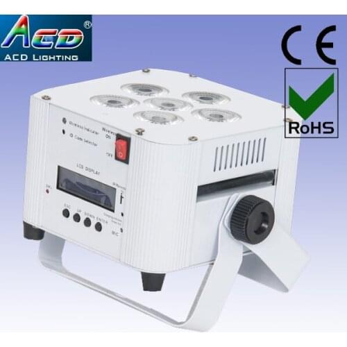 Wholesale 6in1 RGBAW+UV remote control 2.4g wireless dmx512 Battery Powerered Wireless dmx led flat dj par lighting 8pcs/flycase