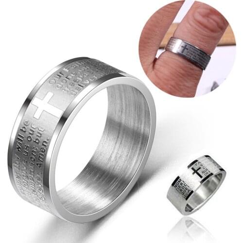 Casual Scripture Ring Stainless steel Prayer Letter Rings Unisex Jewlery Hot Fashion 6-12 yards