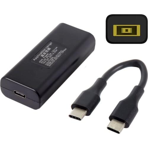 11.0*4.5mm Rectangle Jack Lenovo Input to USB-C Converter with Type-C Power Plug Charge Cable 45w for Macbook Laptop Phone