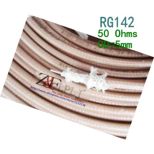 RG142 50 ohms OD=5mm RF coaxial cable / feeder RG-142 Double shielding layer silver plating New Original 5M/Lot