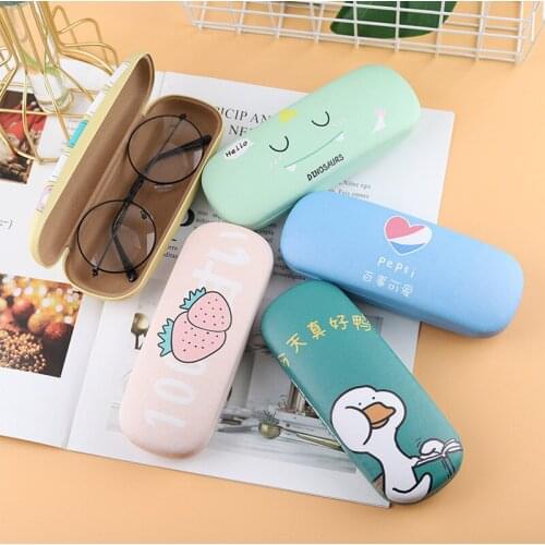 Iboode Cute Cartoon Pattern Folding Glasses Case Men Women PC Leather Sunglasses Case Fashion Portable Eyewear Protector Cover