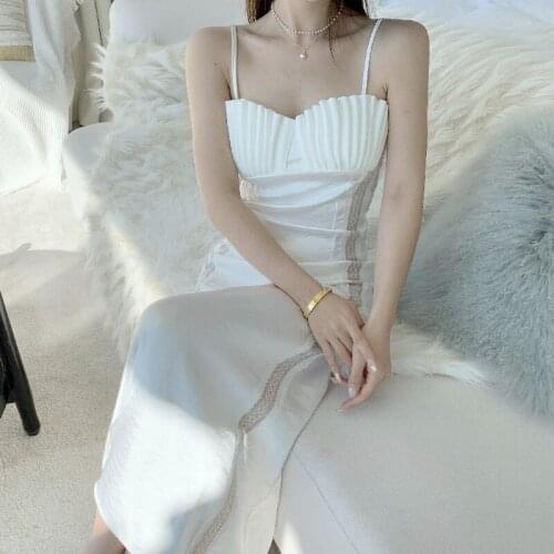 Sexiest Strap Sleeveless Backless Satin Dress Loose Dresses Spring Summer New Basic Solid Womens Clothing A66