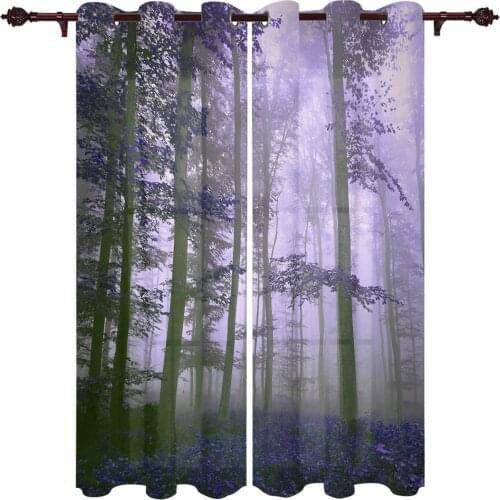 Modern Curtains Autumn Purple Woods Baby Room Bedroom Creative Window Curtains Kitchen Living Room Terrace Valance Curtains