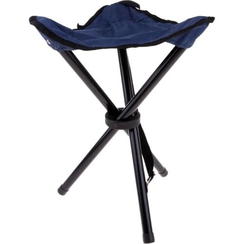 Outdoor Tall Folding Tripod Fishing Seat Stool Chair Steel Frame Oxford Cloth for Camping Hunting Hiking BBQ Chair up to 80kg