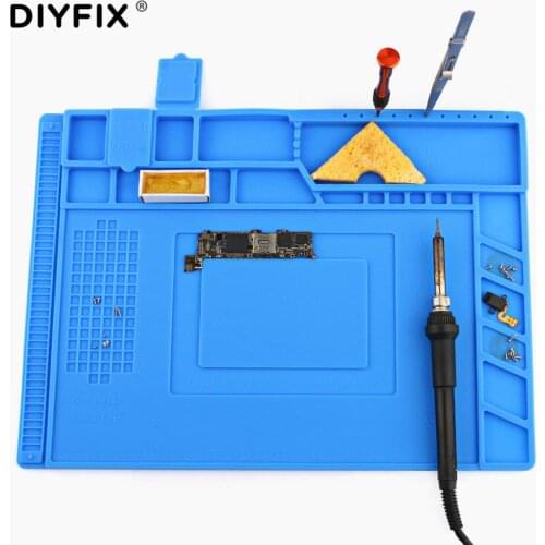 DIYFIX 36*26cm Heat Insulation Silicone Pad Desk Mat Maintenance Platform for BGA Soldering Repair Station with Magnetic Section