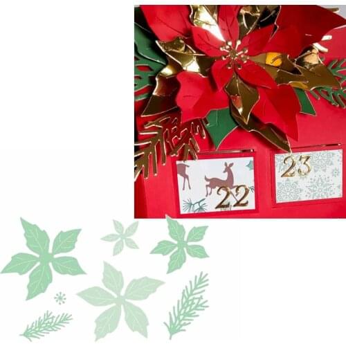Delicate Poinsettia+Leaves Metal Cutting Dies Poinsettia+Leaves Die Cuts For Card Making DIY New2019 Crafts Cards