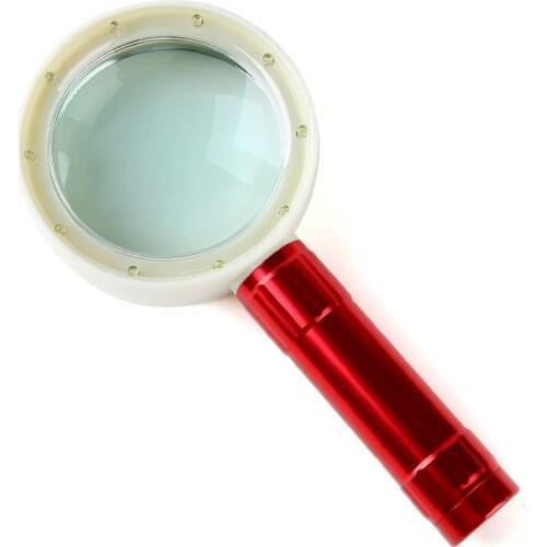 High-Power Appreciation Magnifying Glass HD LED with Ring Light Magnifying Glass Color Aluminum Handheld Magnifying Glass