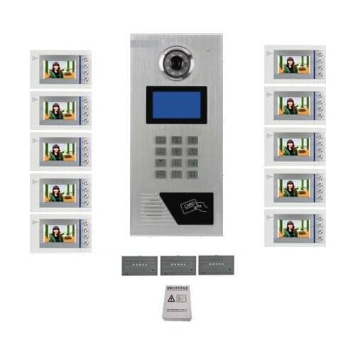 XinSILu Building Home security Video Intercom System 4.3" LCD Video Door Phone IR Home Video Doorbell For 10-Apartments 1 Doors
