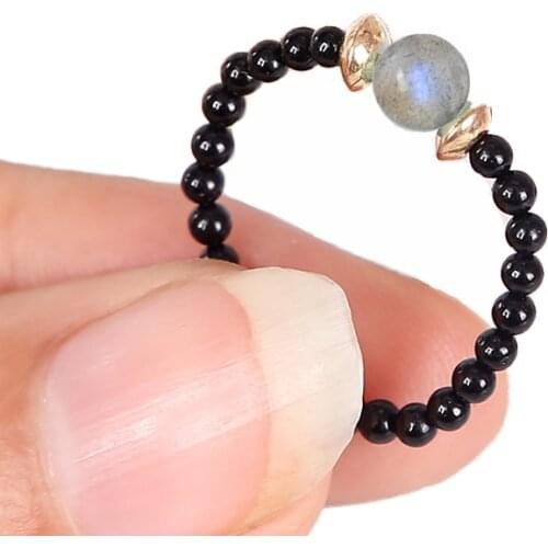 All Handmade Natural Stone Beaded Rings Christmas Gifts for Women Bohemian Jewelry Round Fashion Ring Party