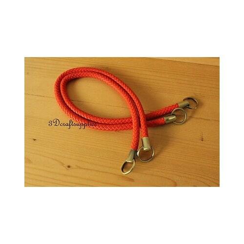 Crochet PU leather handles purse handles a pair 25 inch Neon Orange M41H