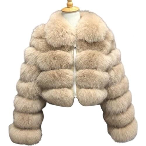 Women Winter Turn Down Collar Long Sleeve Zipper Faux Fur Short Coat Jacket