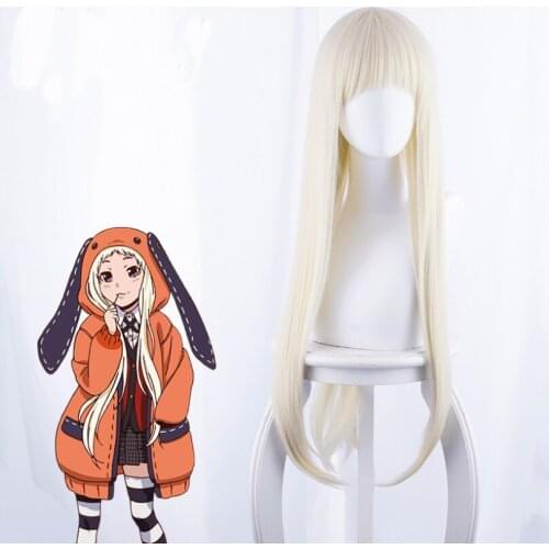 Anime KAKEGURUI Cosplay Yomoduki Runa Women Long Wig Role Playing Wigs Halloween Cosplay Milk Golden Hair 80cm