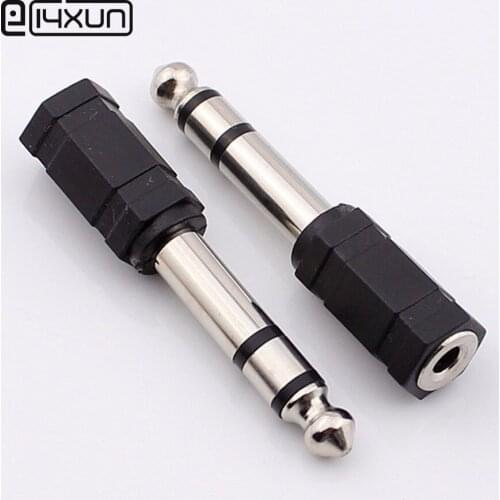 1pcs 6.35mm 3 Pole Stereo Male Plug to 3.5mm Female Socket Audio Adapter Connector