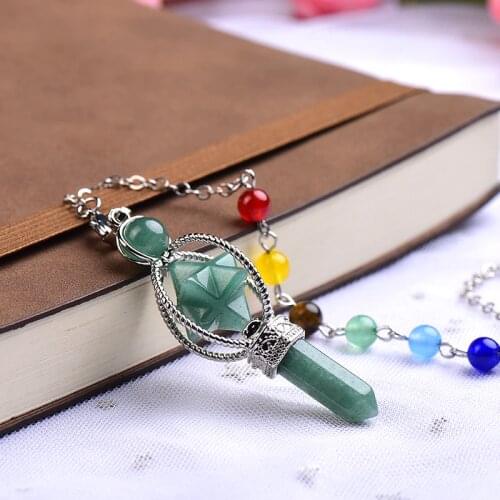 1PC Natural Crystal Small Merkaba Pendulum Pendants Star Class Hexagon Pillar Scepter Reiki Healing Stone Men Women Jewelry Gift