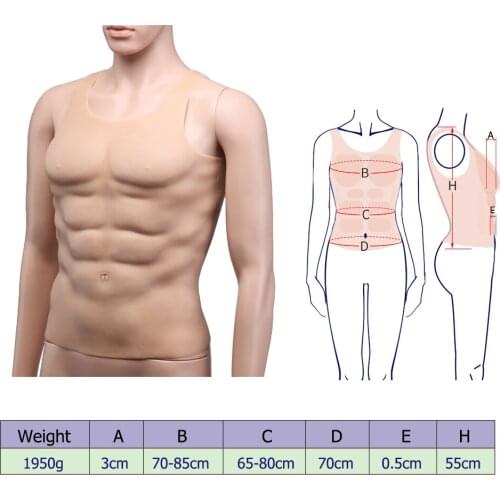 1950g Thickened 3.5 thick silicone false pectoral muscle Lifelike Big Hunk Chest Muscle for Boxing training Men