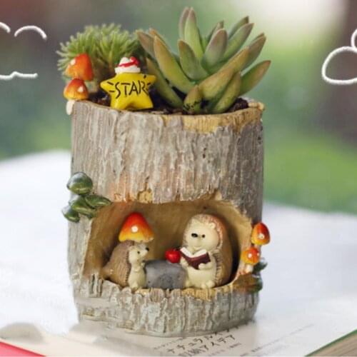 2Pcs Cute Hedgehog Patio Garden Home Planter Bed Herbs Cacti Succulent Bonsai Flower Pots