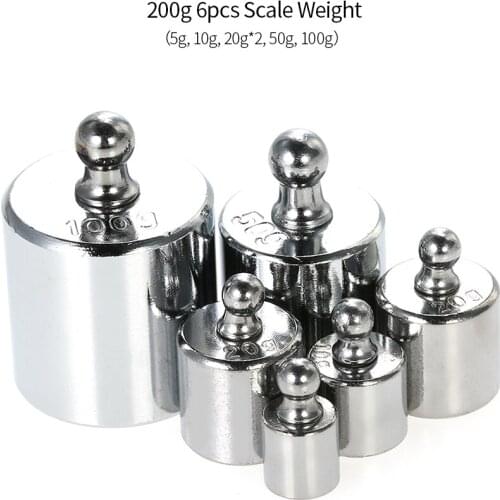 6pcs Weight 5g 10g 2x20g 50g 100g Grams Precision Calibration Weights Kit Set Total 200g with Tweezer for Balance Scale