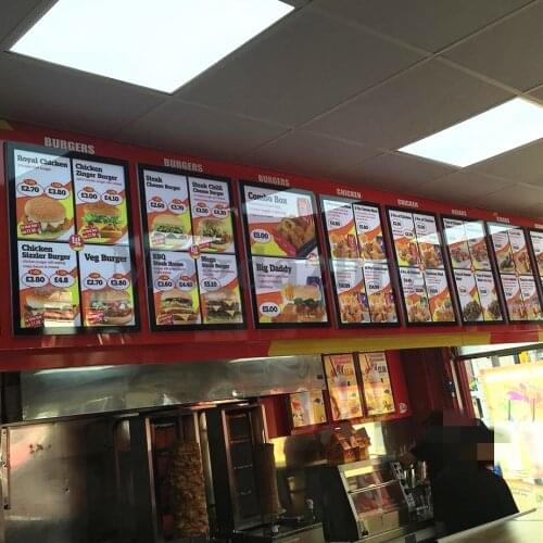 7PCS X A2 Slim Black Aluminum Frame Restaurant LED Illuminated Menu Boards,Fast Food Shop Menu Light Boxes