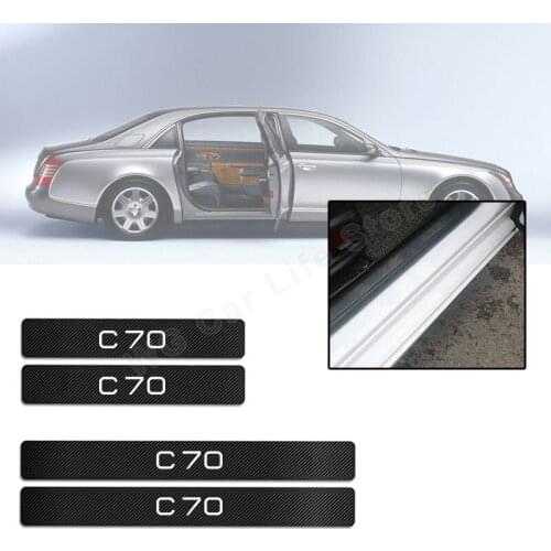 Car Decoration Sticker For Volvo C30 C70 Carbon Fiber Auto Door Scuff Plate Protector Stickers Car Accessories