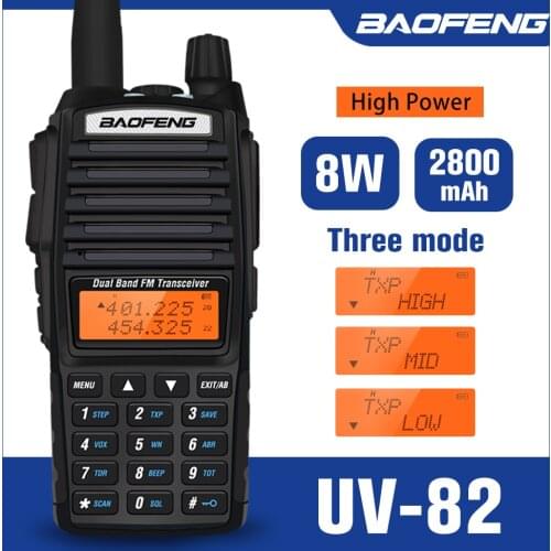 Baofeng UV-82 Walkie Talkie 10km VHF UHF Dual Band High Power 8W Hunting Portable CB Ham Radio Two Way Radio In Forest Use