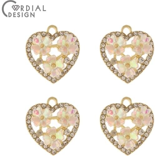 Cordial Design 50Pcs 16*17MM Jewelry Accessories/Rhinestone/Earrings Pendants/DIY/Heart Shape/Jewelry Findings & Components