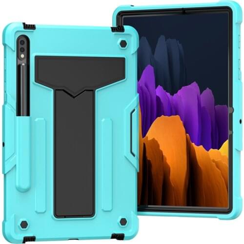 For Samsung Galaxy Tab S7 T870 T875 11 2020 Kids Safe Shockproof T-shaped Bracket Robot Silicone Tablet Case +PenFilm