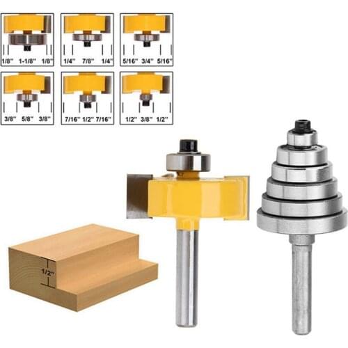 Fashion1/4 Inch Shank Rabbeting Router Bit with 6 Bearings Set for Multiple Depths 1/8 inch, 1/4 inch, 5/16 inch, 3/8 inch, 7/16