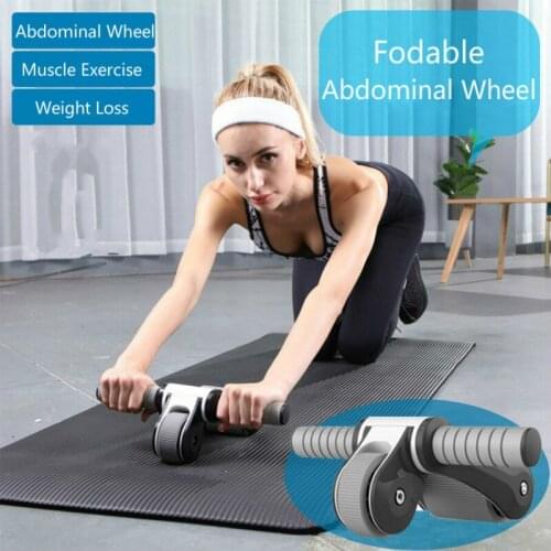 Fodable Abdominal Wheel Exercise Abs Roller Arm Abdominal Training Home Gym Fitness Equipment Abs Trainer Men Women Workout